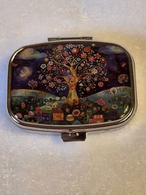 New Whimsical Magical Tree Pill Box with Colorful Nightscape